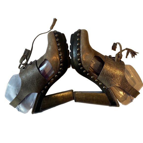 Coach Poppy Collection Women's Rena Shoes Gunmetal Heel 9.5B Leather Upper Tasse - Picture 4 of 7